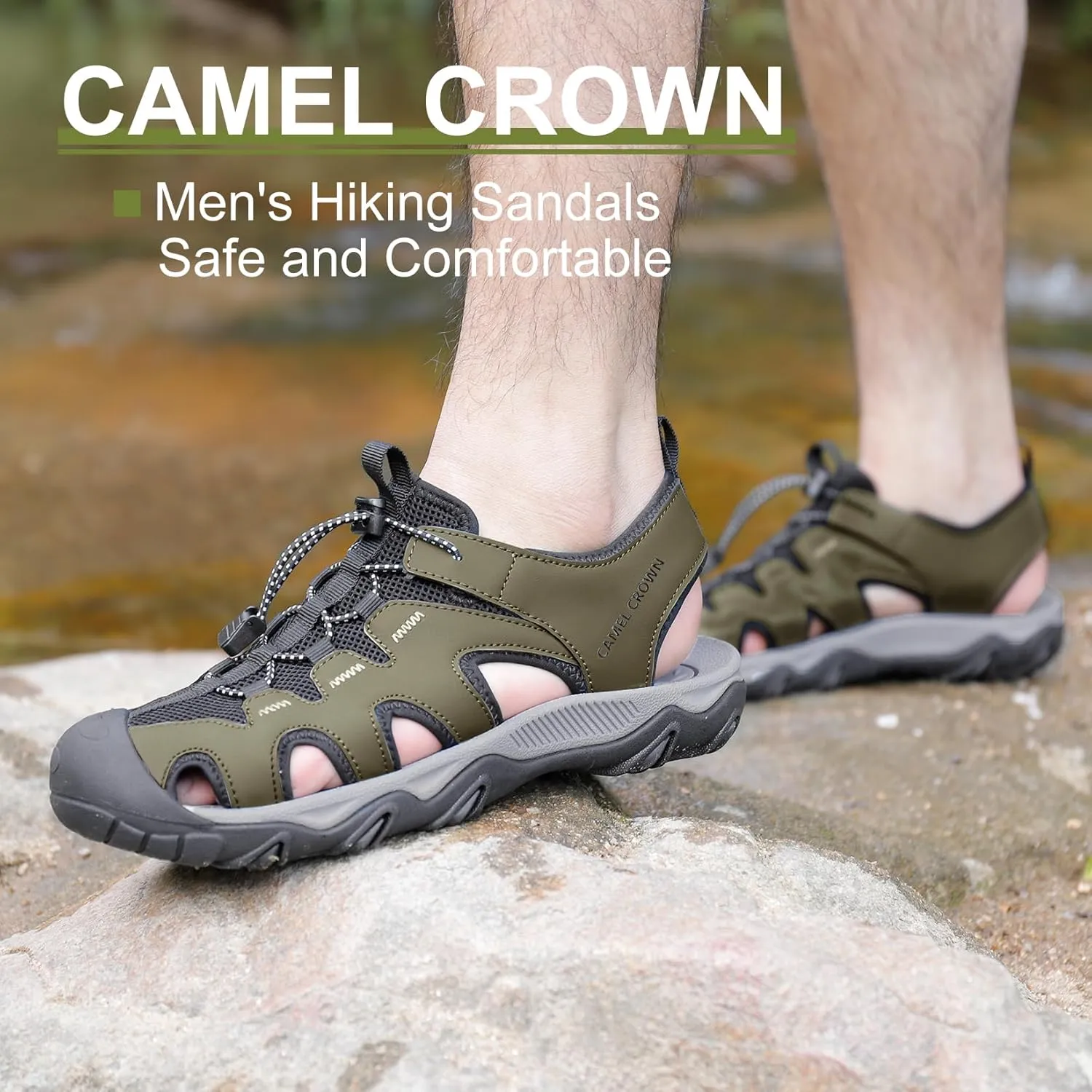 CAMEL CROWN Men's Hiking Sandals Anti-Slipping Athletic Water Shoes with Arch Support Closed Toe Outdoor Summer Camping Sandal for Beach