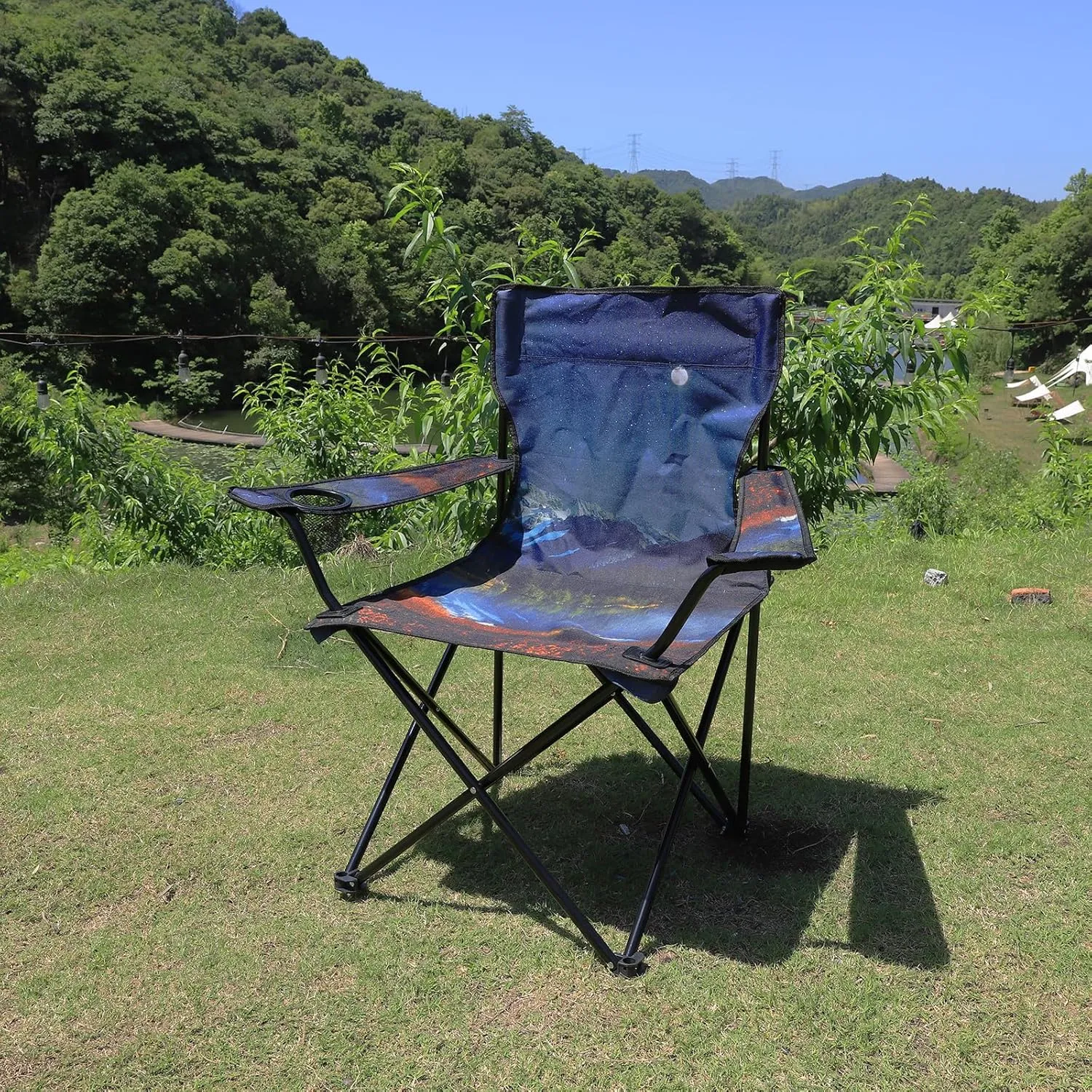 Camping Chair Portable Camp Chair, Folding Lawn Chair with Cup Holder for Outdoor Camping, Hiking, Travel, Patio, Beach, Picnics