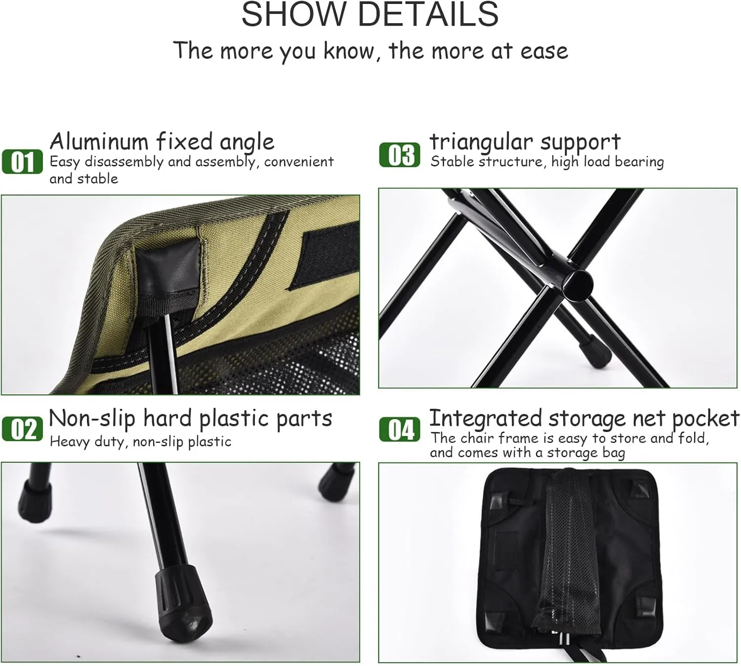 Camping Stools, Portable & Compact Camping Stool for Outdoor Activities - Lightweight, Durable, Foldable, Ideal for Hiking, Fishing, Traveling, Gardening, Beach 34*32*32cm/13.4*12.6*12.6in Khaki