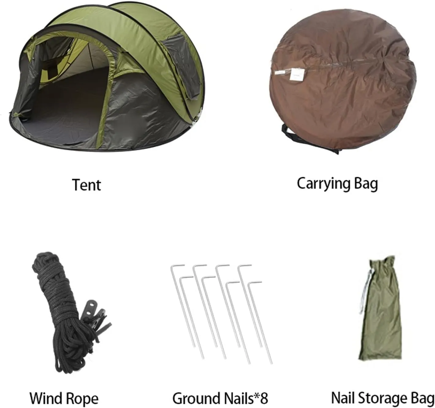 Camping Tent 5-8 People Fully Automatic Camping Tent Windproof Waterproof Automatic Pop-up Tent Family Outdoor Instant Setup Tent 4 Season (Color : Gr