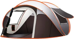Camping tent 5-8 People Fully Automatic Camping Tent Windproof Waterproof Automatic Pop-up Tent Family Outdoor Instant Setup Tent 4 Season, Khaki