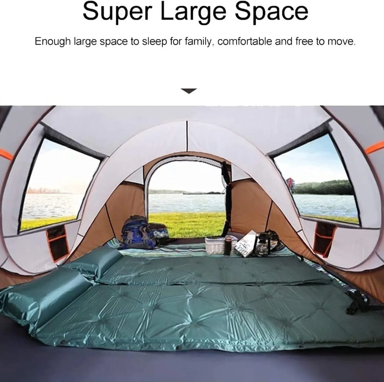 Camping tent 5-8 People Fully Automatic Camping Tent Windproof Waterproof Automatic Pop-up Tent Family Outdoor Instant Setup Tent 4 Season, Khaki