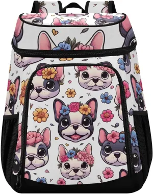 Cartoon French Bulldog Dog Cooler Backpack Cooler Insulated Leak Proof Lunch Backpack 36 Cans Waterproof Soft for Men Women Picnic Hiking Camping Beach