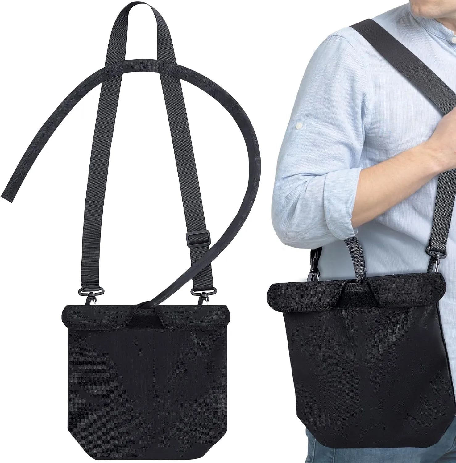 Catheter Bag Holder, 2000ml Urine Drainage Bag Holder with Catheter Pipe Cover Drain Tube Cover Adjustable Strap, Soft Diving Fabric Secure Discreet for Urostomy Black