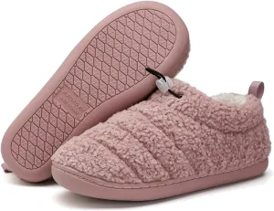 ChayChax Women Men Fuzzy Curly Loafer Slippers Memory Foam Adjustable Closed Back House Shoes with Fleece Lining for Indoor Outdoor