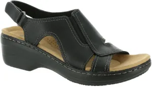 Clarks womens Airabell Mid Wedge Sandal, Black Leather, 12 US