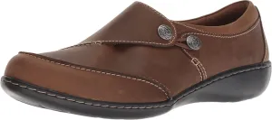 Clarks Women's Ashland Lane Q Loafer, dark tan leather,12