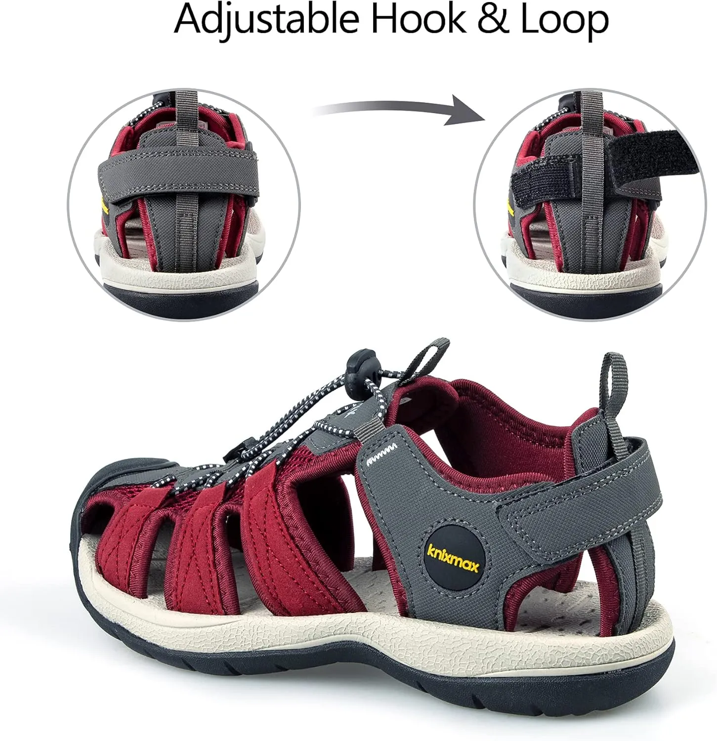 Closed Toe Hiking Sandals for Women Sport Sneaker Sandal Outdoor Red Female Lace-up Water Shoes Size 6-10