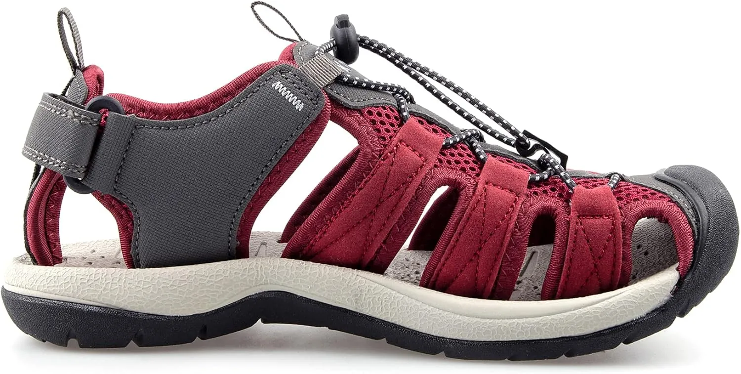 Closed Toe Hiking Sandals for Women Sport Sneaker Sandal Outdoor Red Female Lace-up Water Shoes Size 6-10