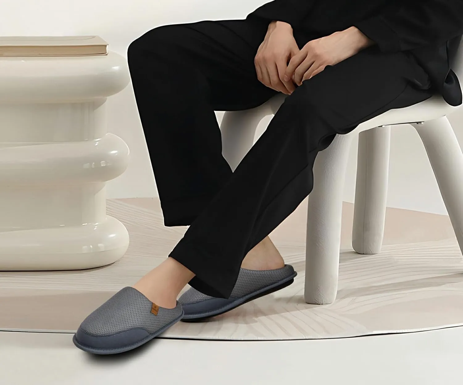 COFACE Unisex Mens Womens Cozy Memory Foam Scuff Slippers Casual Slip On Warm House Shoes Indoor/Outdoor Felt Sandal Slippers With Arch Support Rubber Sole Size 4-15
