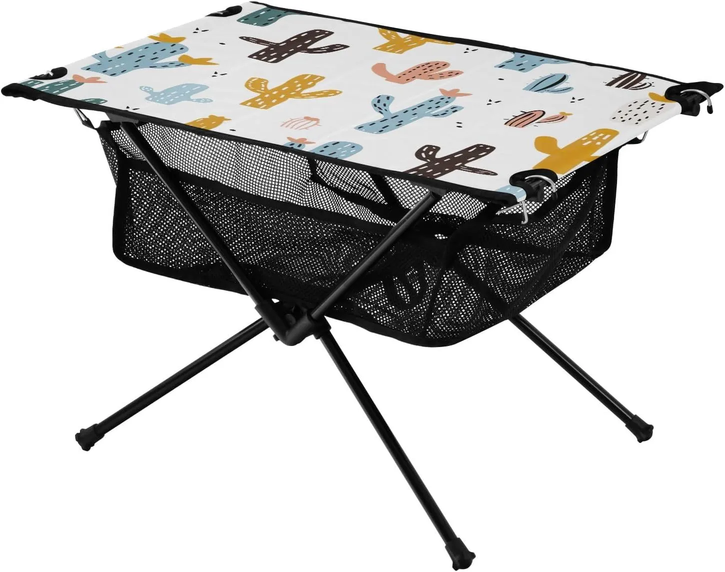 Colorful Cactus Portable Folding Camping Table, Compact Lightweight Beach Table with Carrying Bag for Outdoor Picnics, BBQs, Camp