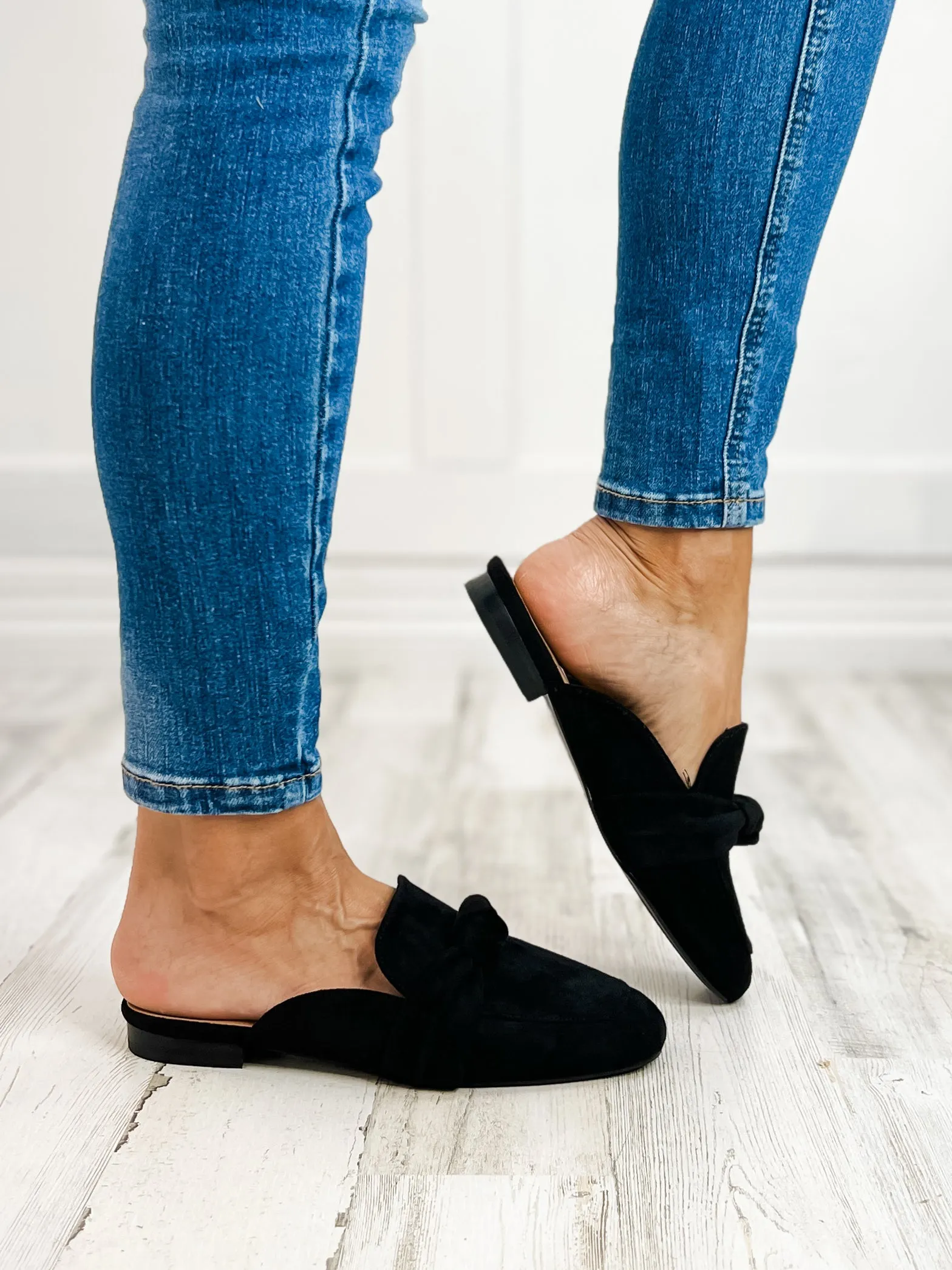 Corkys Clingy Mules in Black Faux Suede