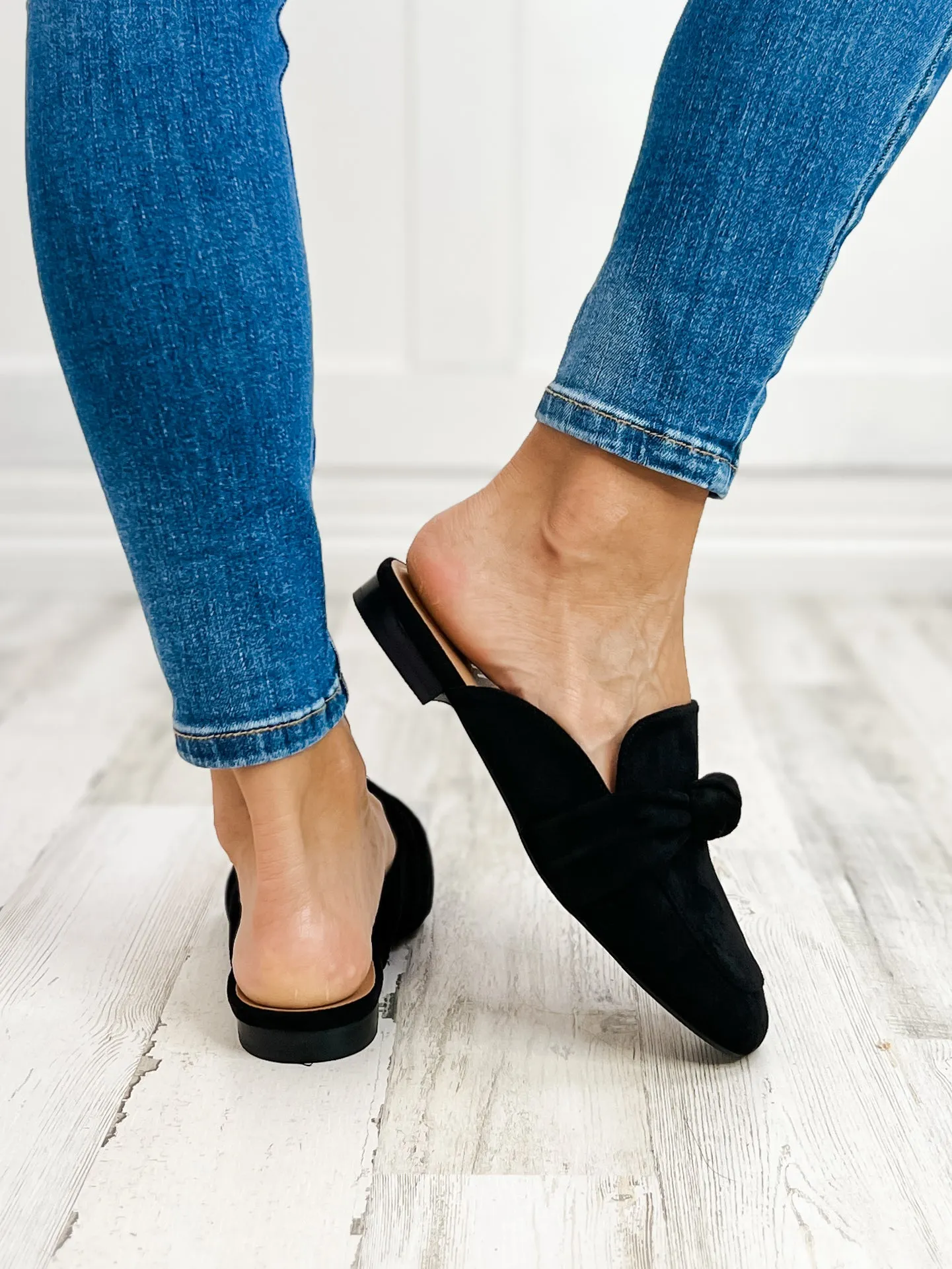 Corkys Clingy Mules in Black Faux Suede