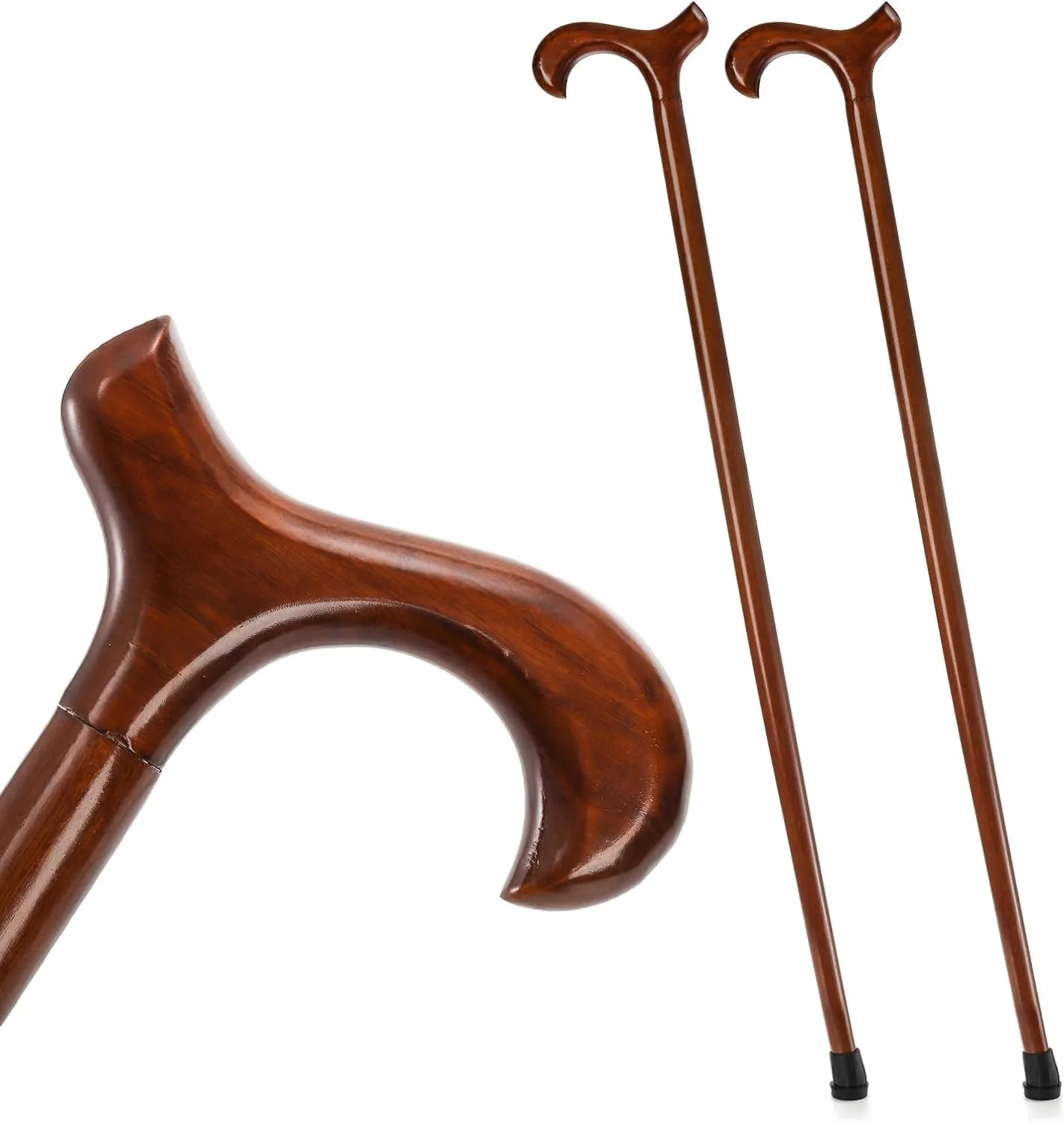 Craved Wooden Walking Stick -Premium Derby Walking Cane With Ergonomic Palm Grip Handle - 36" Brown Designer Handmade Engraved Elegant Carved Canes For Men Women Comfortable Best Gift Idea
