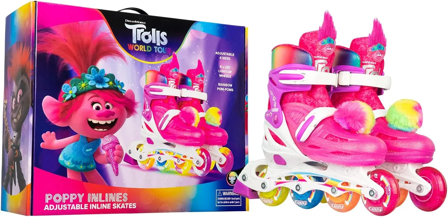 Crazy Skates Adjustable Inline Skates Adjusts to fit Across Four Show Sizes
