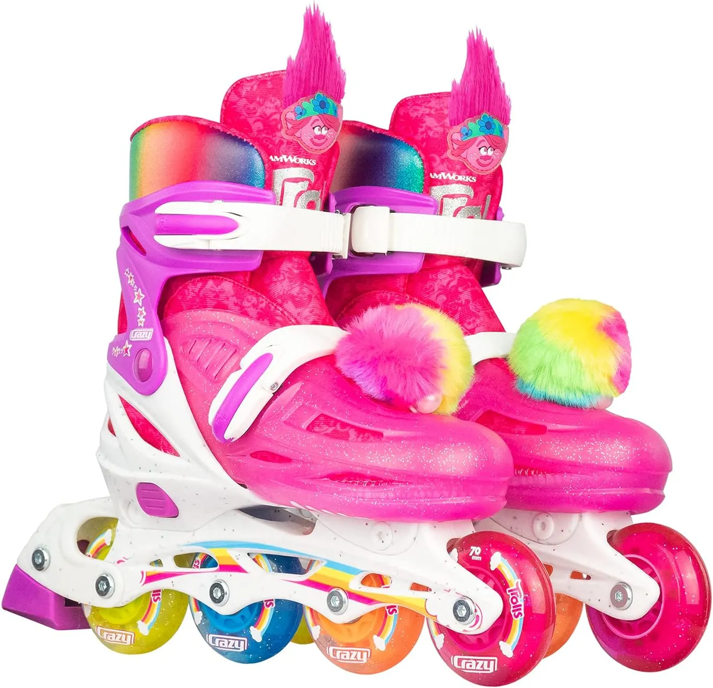 Crazy Skates Adjustable Inline Skates Adjusts to fit Across Four Show Sizes