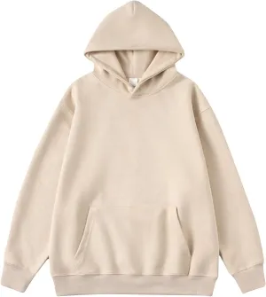Ctreela Plain Basic Unise Hooded Sweatshirt Loose Long Sleeve Hoodie Women Men Adult Teen Pullover Solid Shirt with Pocket