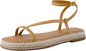 CUSHIONAIRE Bombay Women’s Espadrille Ankle-Strap Sandals with Jute-Wrapped Platform & Memory Foam Footbed