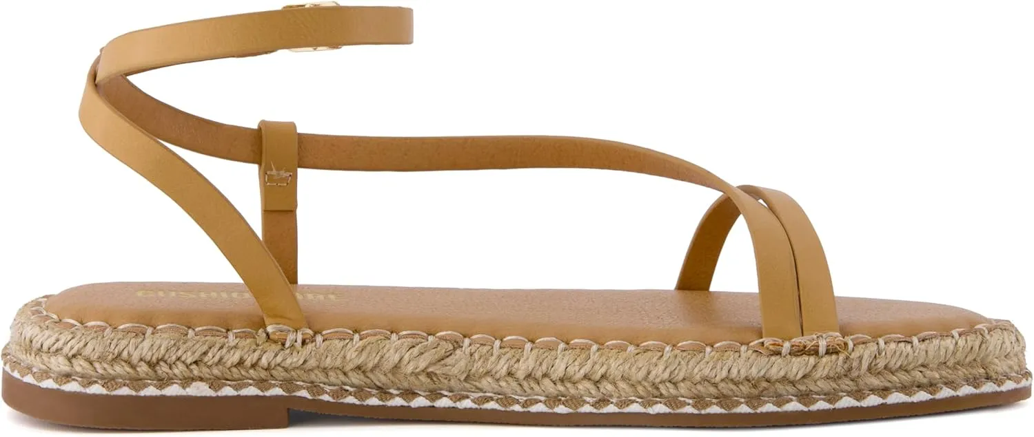 CUSHIONAIRE Bombay Women’s Espadrille Ankle-Strap Sandals with Jute-Wrapped Platform & Memory Foam Footbed
