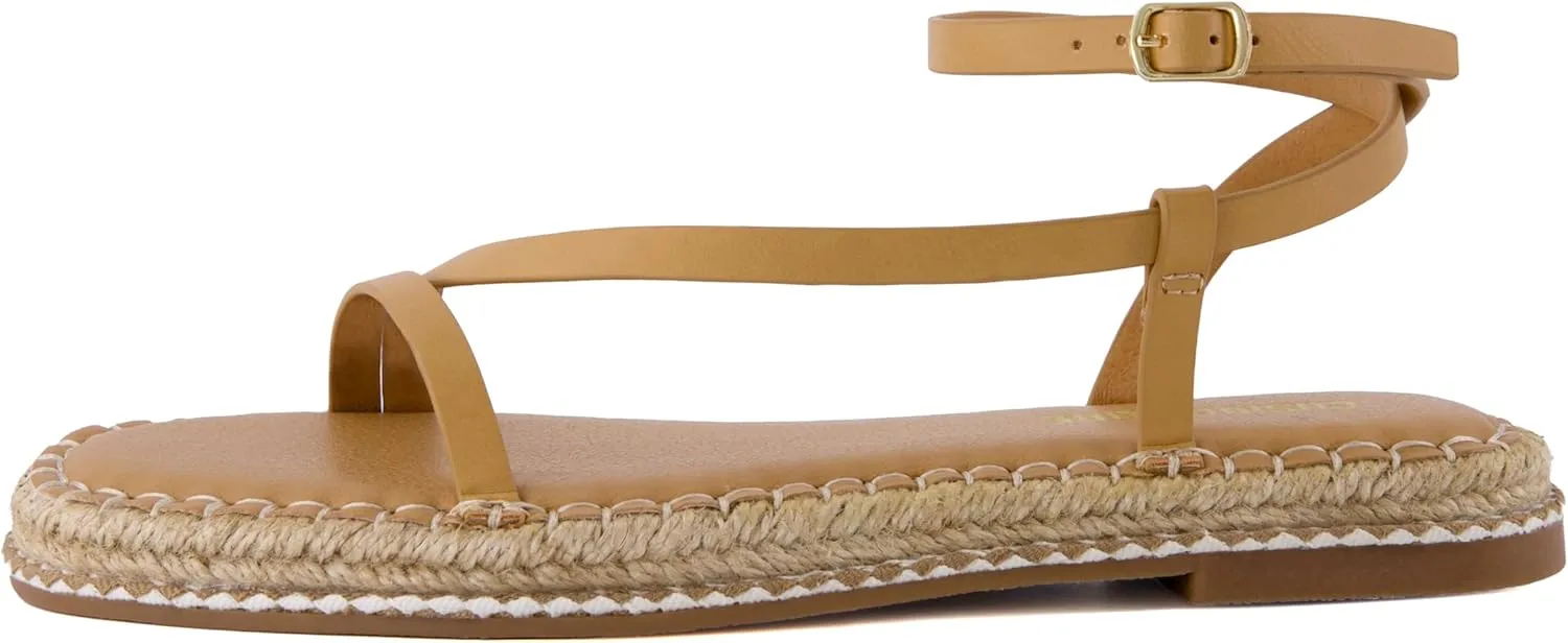 CUSHIONAIRE Bombay Women’s Espadrille Ankle-Strap Sandals with Jute-Wrapped Platform & Memory Foam Footbed
