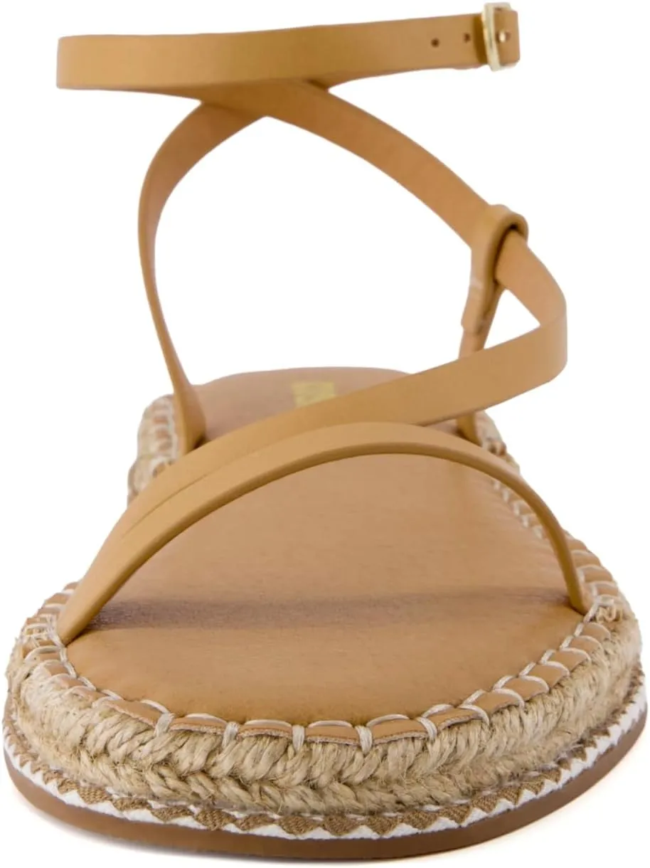 CUSHIONAIRE Bombay Women’s Espadrille Ankle-Strap Sandals with Jute-Wrapped Platform & Memory Foam Footbed