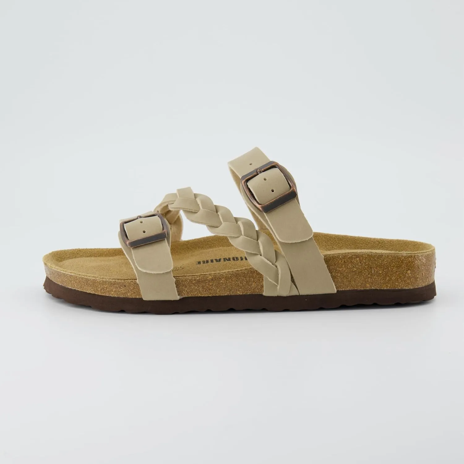 CUSHIONAIRE Women's Lizzy Cork Footbed Sandal - Comfortable, Adjustable Straps, Arch Support, Wide Widths Available, Boho Chic Summer Slides
