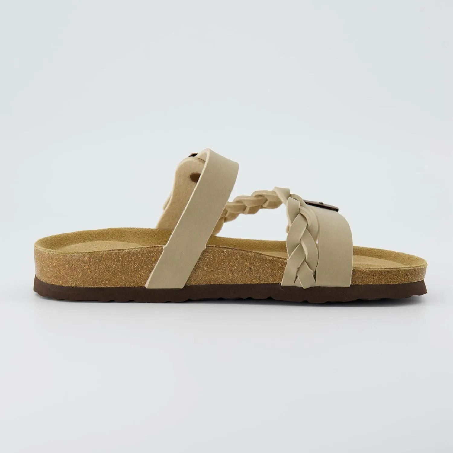 CUSHIONAIRE Women's Lizzy Cork Footbed Sandal - Comfortable, Adjustable Straps, Arch Support, Wide Widths Available, Boho Chic Summer Slides