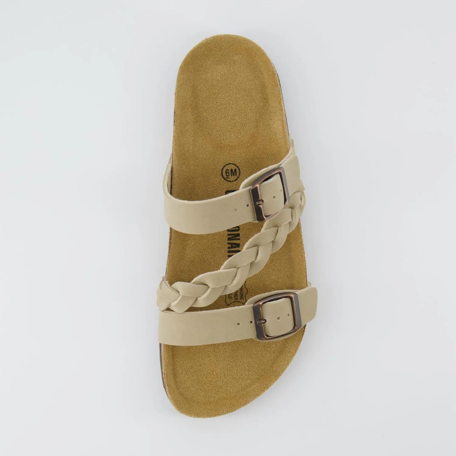 CUSHIONAIRE Women's Lizzy Cork Footbed Sandal - Comfortable, Adjustable Straps, Arch Support, Wide Widths Available, Boho Chic Summer Slides