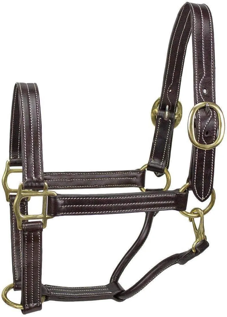 Derby Originals Bristol Triple Stitched Premium Leather Horse Halter with Throat Snap for Easy Taking Off for Stables