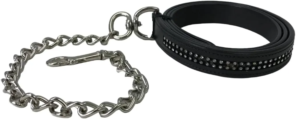 Derby Originals Multipurpose Crystal Inlay Leather Lead for Cattle, Horses, or Dogs with Chain and Swivel Snap and One-Year Limited Warranty