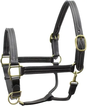 Derby Originals Triple Stitched Double Layer Premium Leather Adjustable Horse Halter with Throat Snap for Easy Taking Off