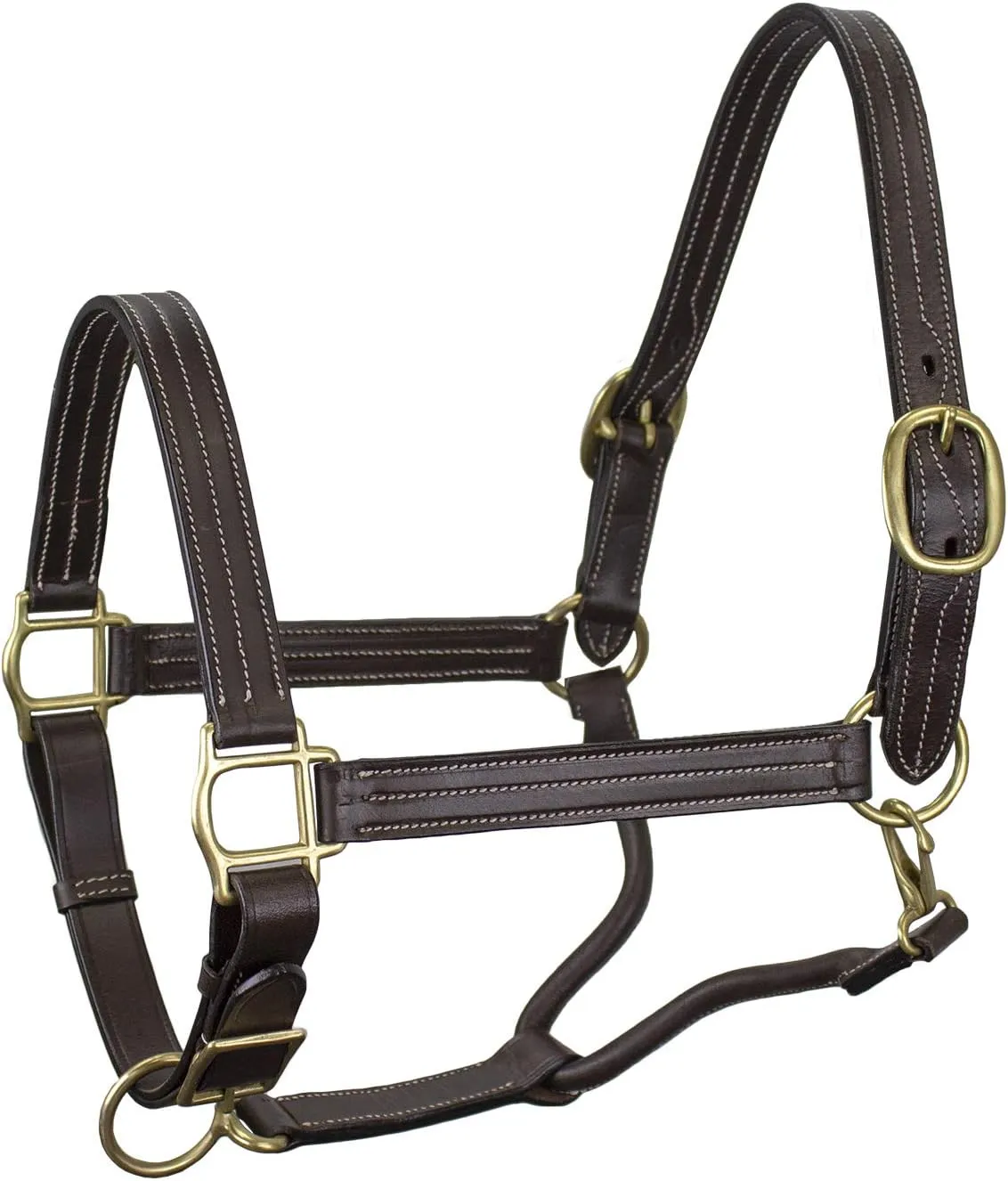 Derby Originals Triple Stitched Double Layer Premium Leather Adjustable Horse Halter with Throat Snap for Easy Taking Off