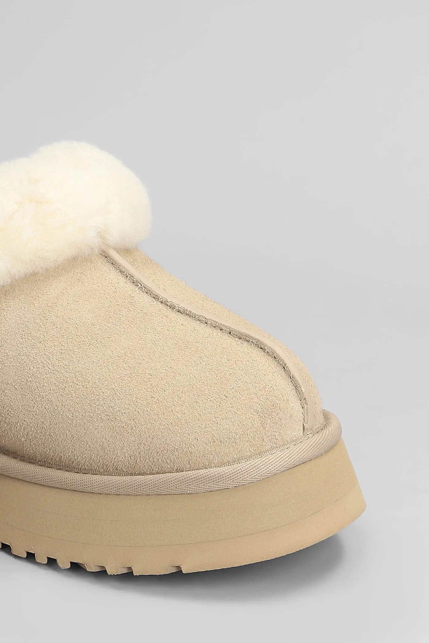 Disquette Slipper-Mule in beige suede