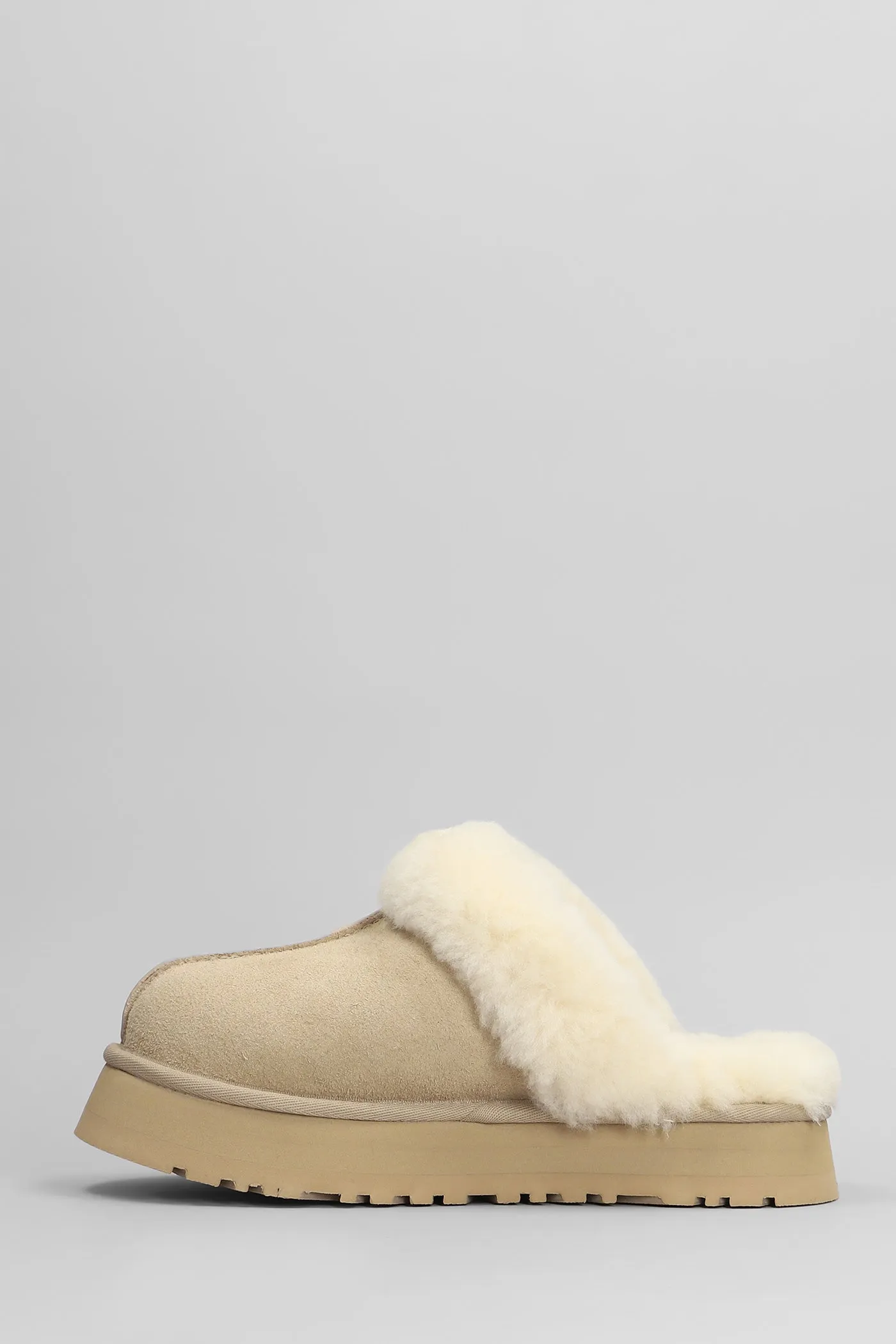 Disquette Slipper-Mule in beige suede