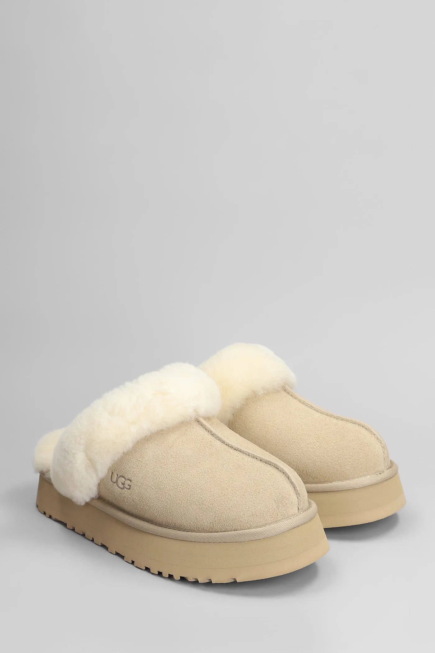 Disquette Slipper-Mule in beige suede
