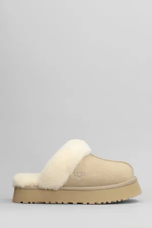 Disquette Slipper-Mule in beige suede