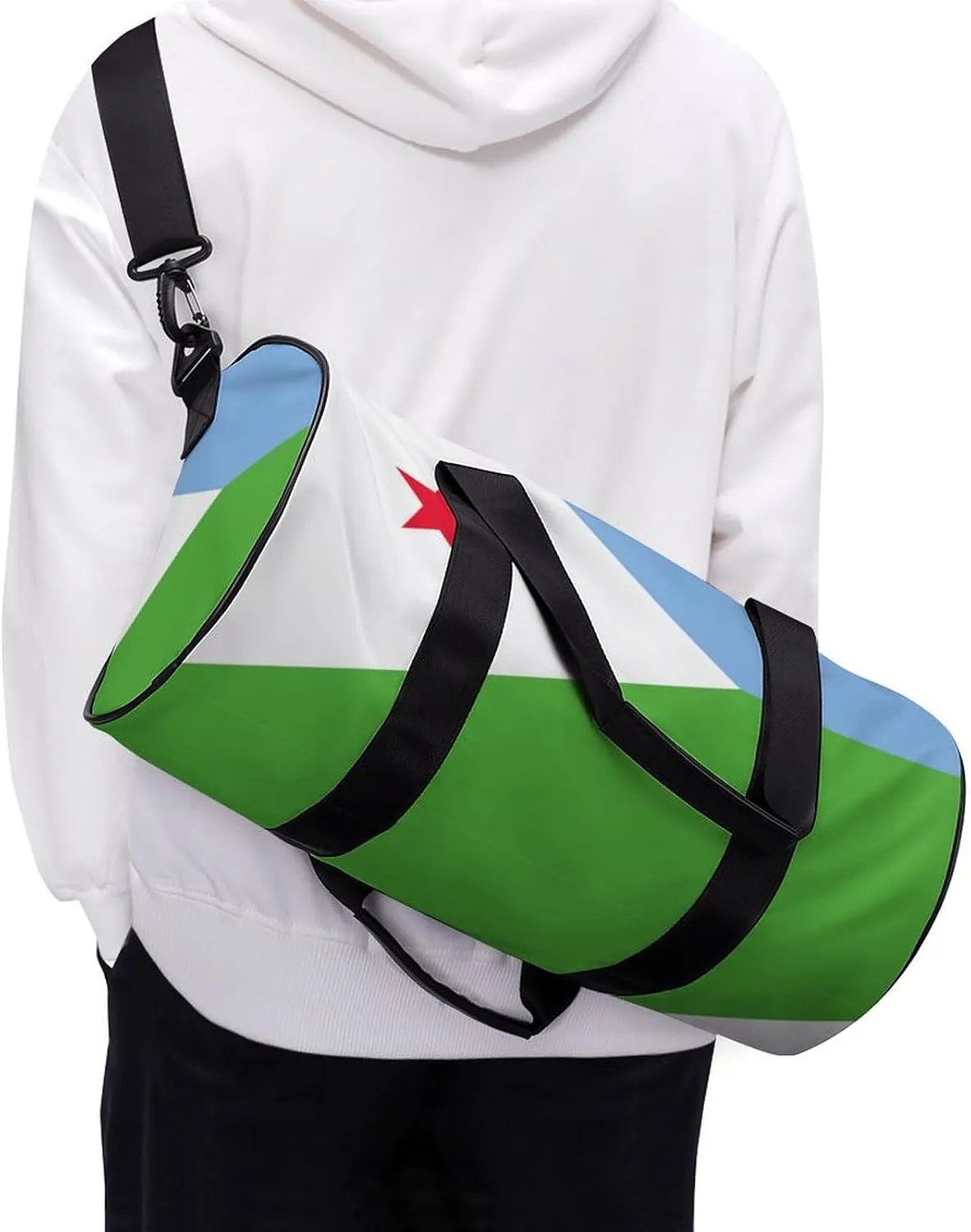 Djibouti Flag Sports Duffel Bag for Women Men with Wet Pocket Lightweight Gym Travel Tote