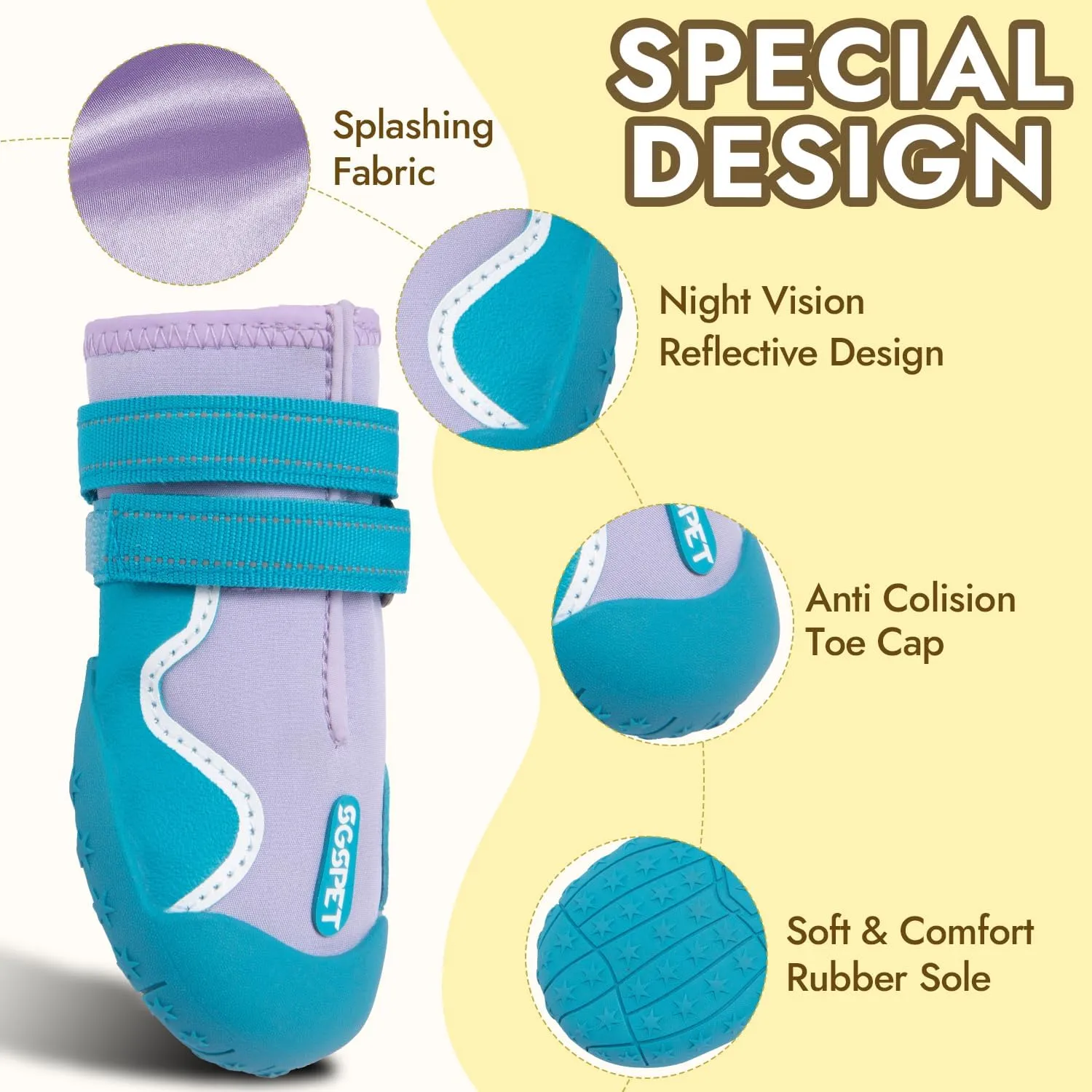 Dog Shoes, Waterproof Dog Booties Paw Protector for Hot Pavement, Snowy Day, Outdoor Walking Skip-Proof Dog Shoes Blue 3.0in L