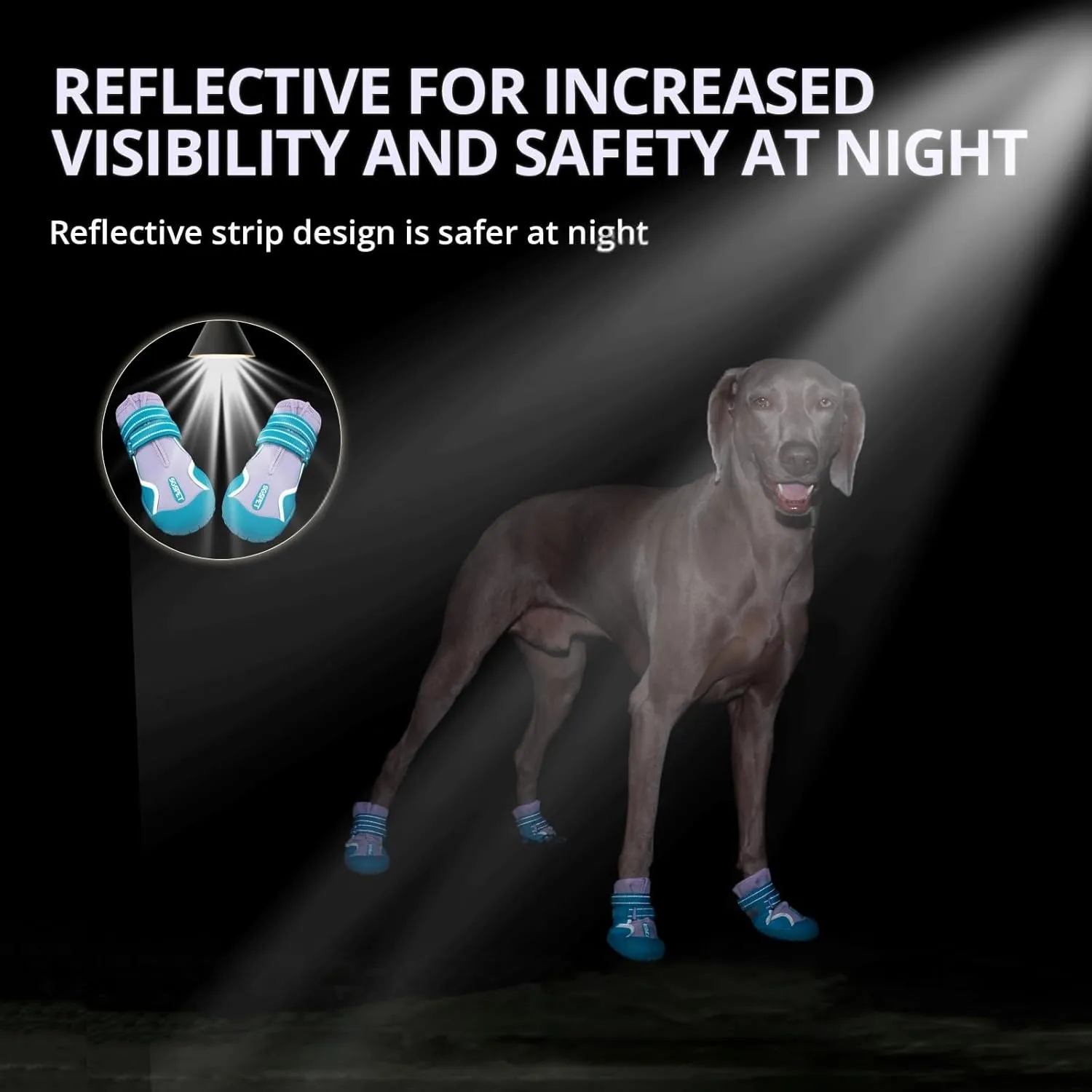 Dog Shoes, Waterproof Dog Booties Paw Protector for Hot Pavement, Snowy Day, Outdoor Walking Skip-Proof Dog Shoes Blue 3.0in L