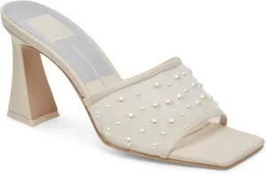 Dolce Vita Women's Narda Pearl-104 Heeled Sandal, Ivory Mesh, 9.5