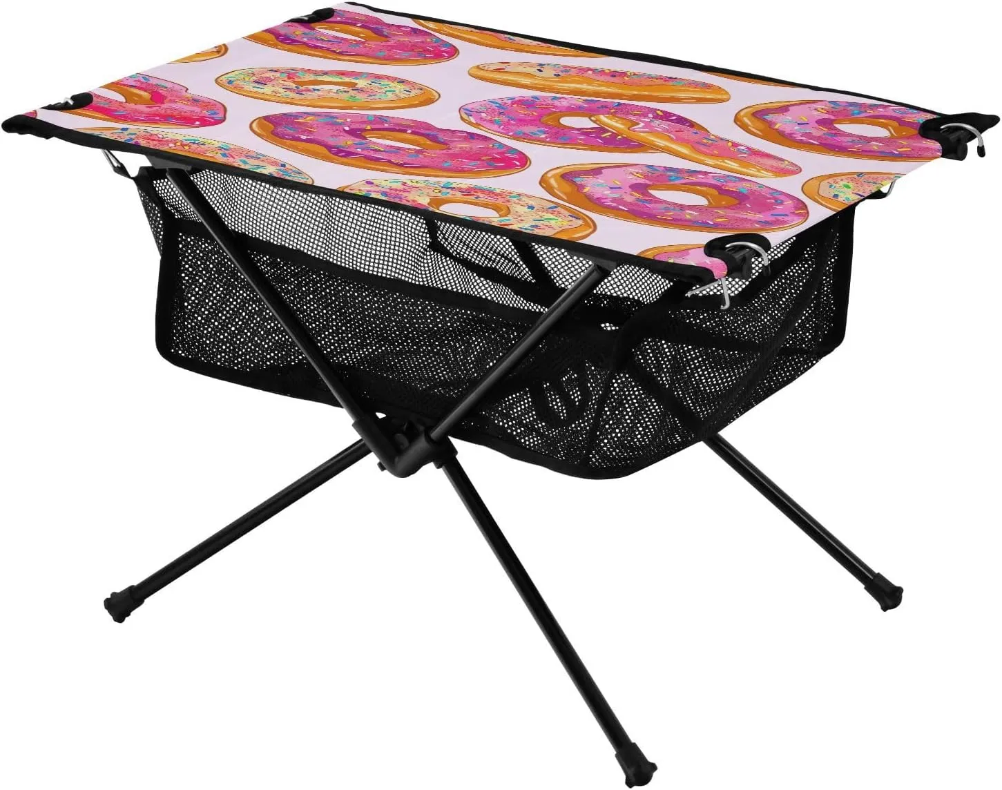 Donuts and Sprinkles Portable Folding Camping Table, Compact Lightweight Beach Table with Carrying Bag for Outdoor Picnics, BBQs, Camp