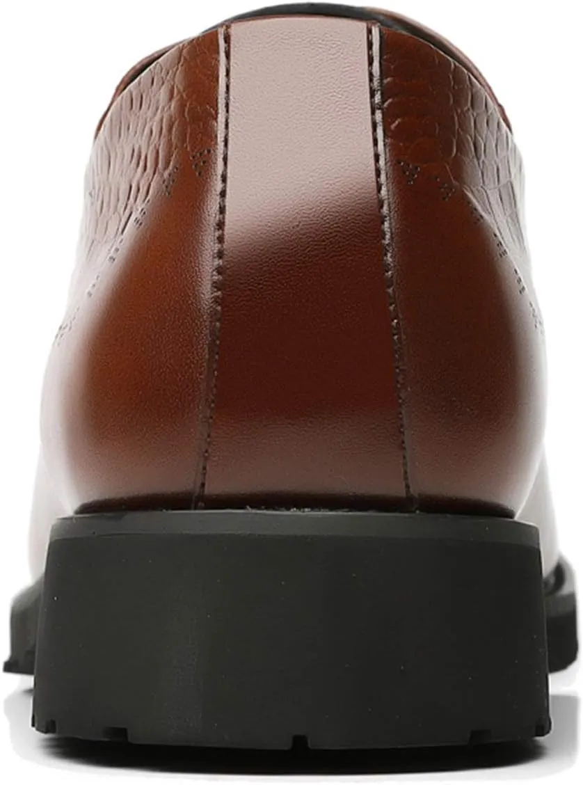 Dress Formal Shoes for Men Lace Up Crocodile Embossed Derby Shoes Brogues Burnish Round Toe Vegan Leather Non Slip Anti-Slip Rubber Sole Wedding
