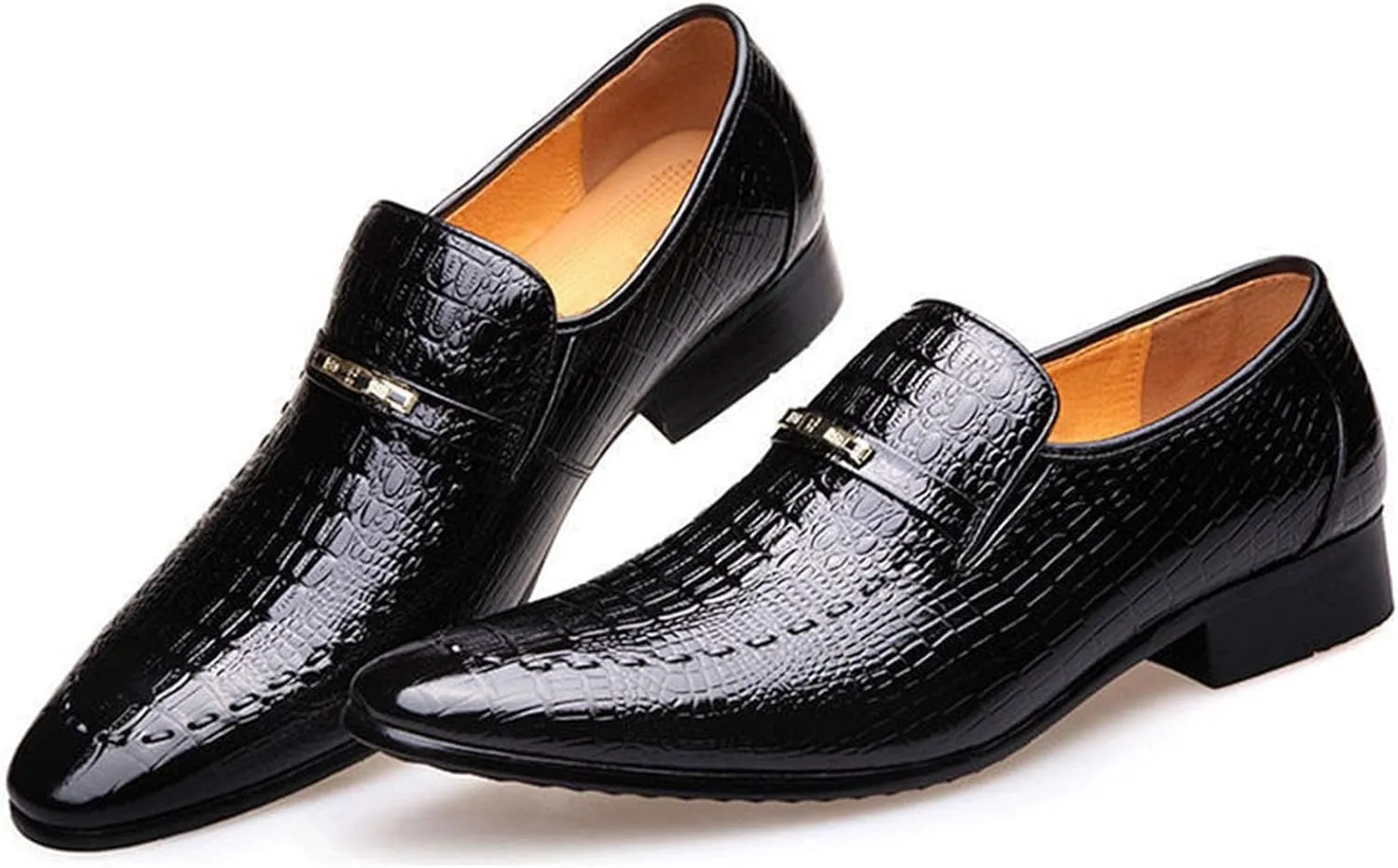 Dress Shoes for Men, Classic Alligator Printed Business Leather Dress Slip on Derby Shoes for Mens