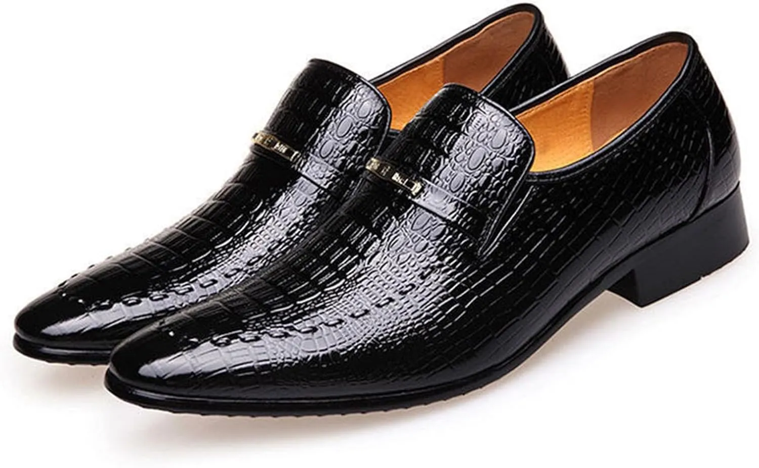 Dress Shoes for Men, Classic Alligator Printed Business Leather Dress Slip on Derby Shoes for Mens