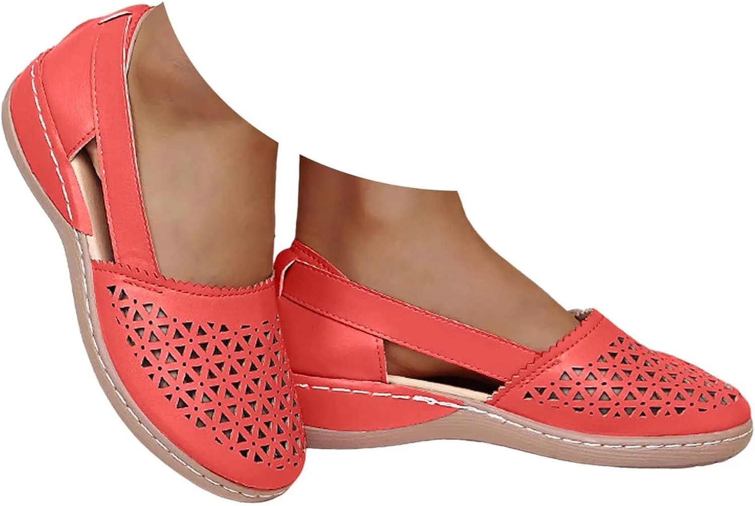 Eduavar Womens Sandals Casual Summer Mesh Wedge Slip-On with Arch Support Orthopedic Fisherman Closed Toe Sandals Footwear