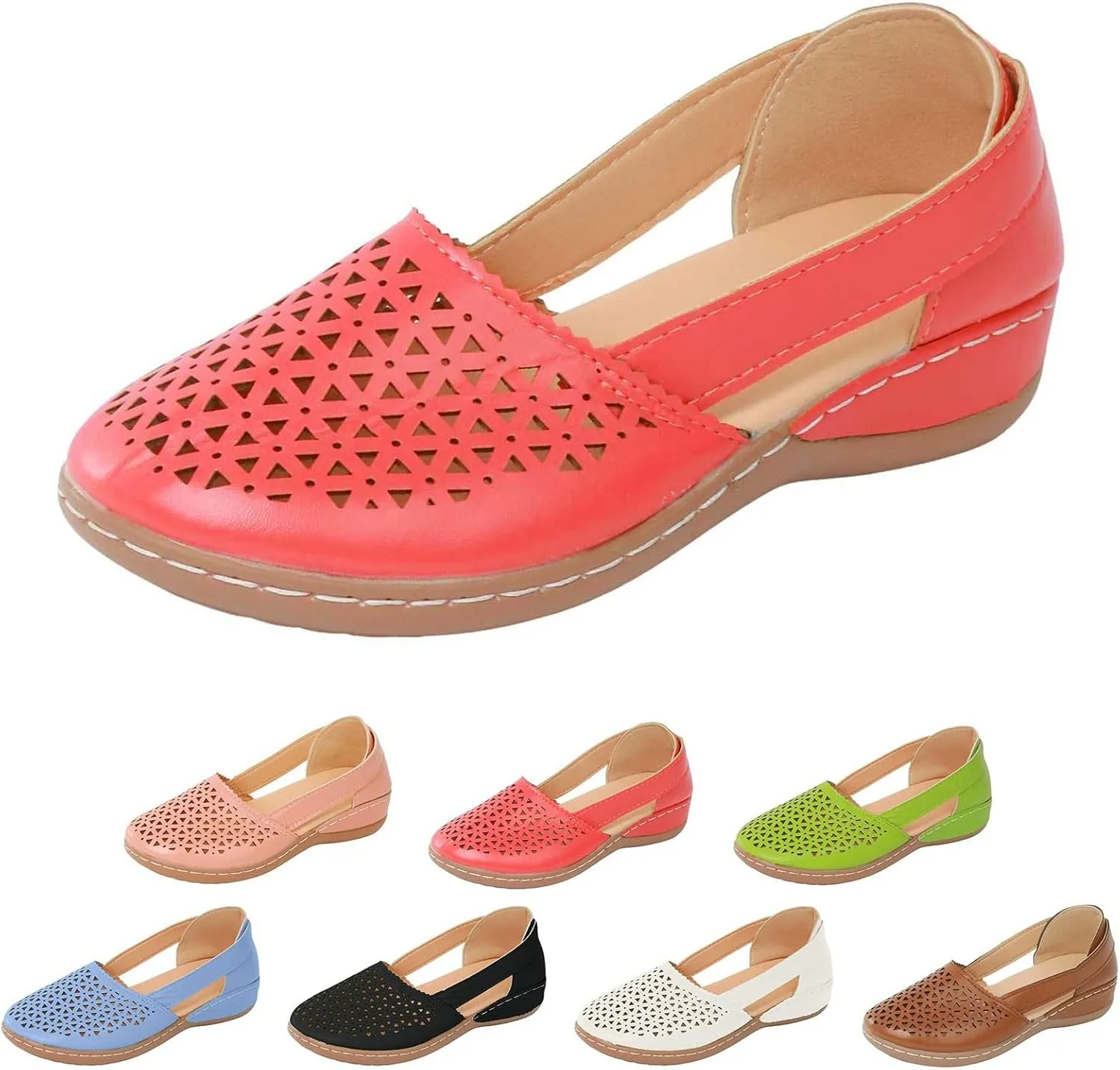 Eduavar Womens Sandals Casual Summer Mesh Wedge Slip-On with Arch Support Orthopedic Fisherman Closed Toe Sandals Footwear
