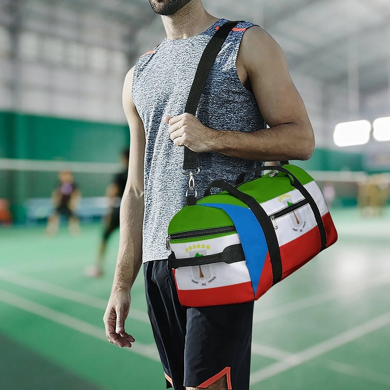 Equatorial Guinea Flag Duffel for Boys Girls with Shoe Compartment and Wet Pocket