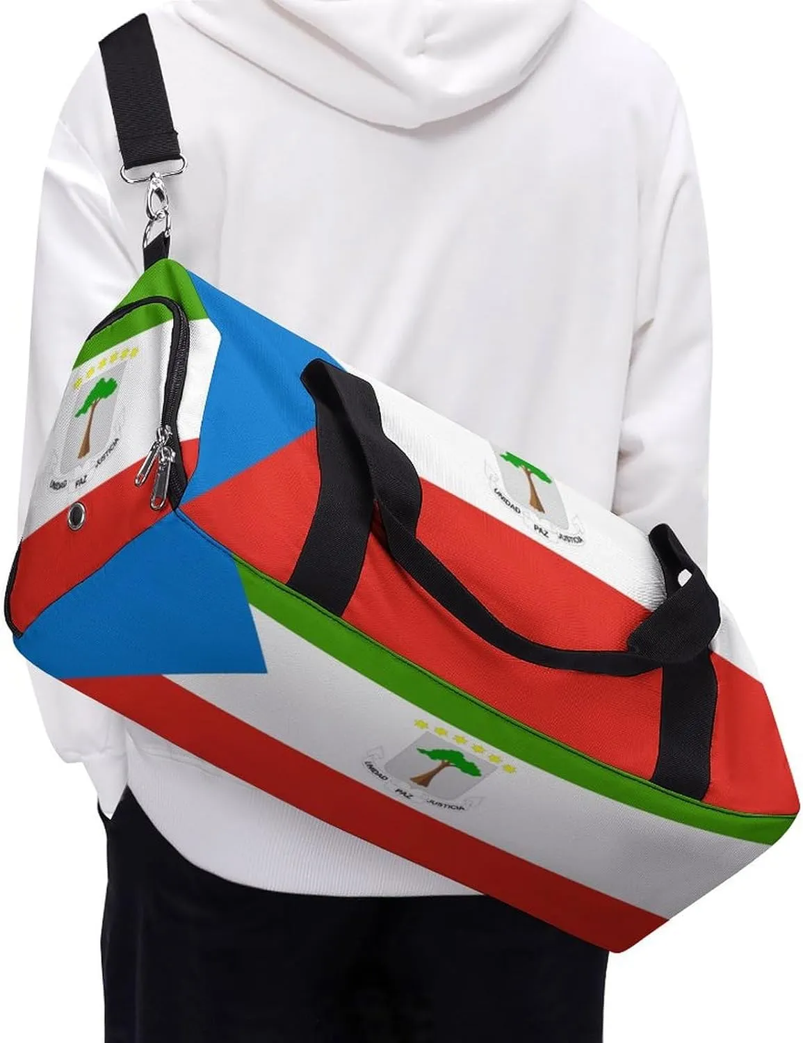 Equatorial Guinea Flag Duffel for Boys Girls with Shoe Compartment and Wet Pocket