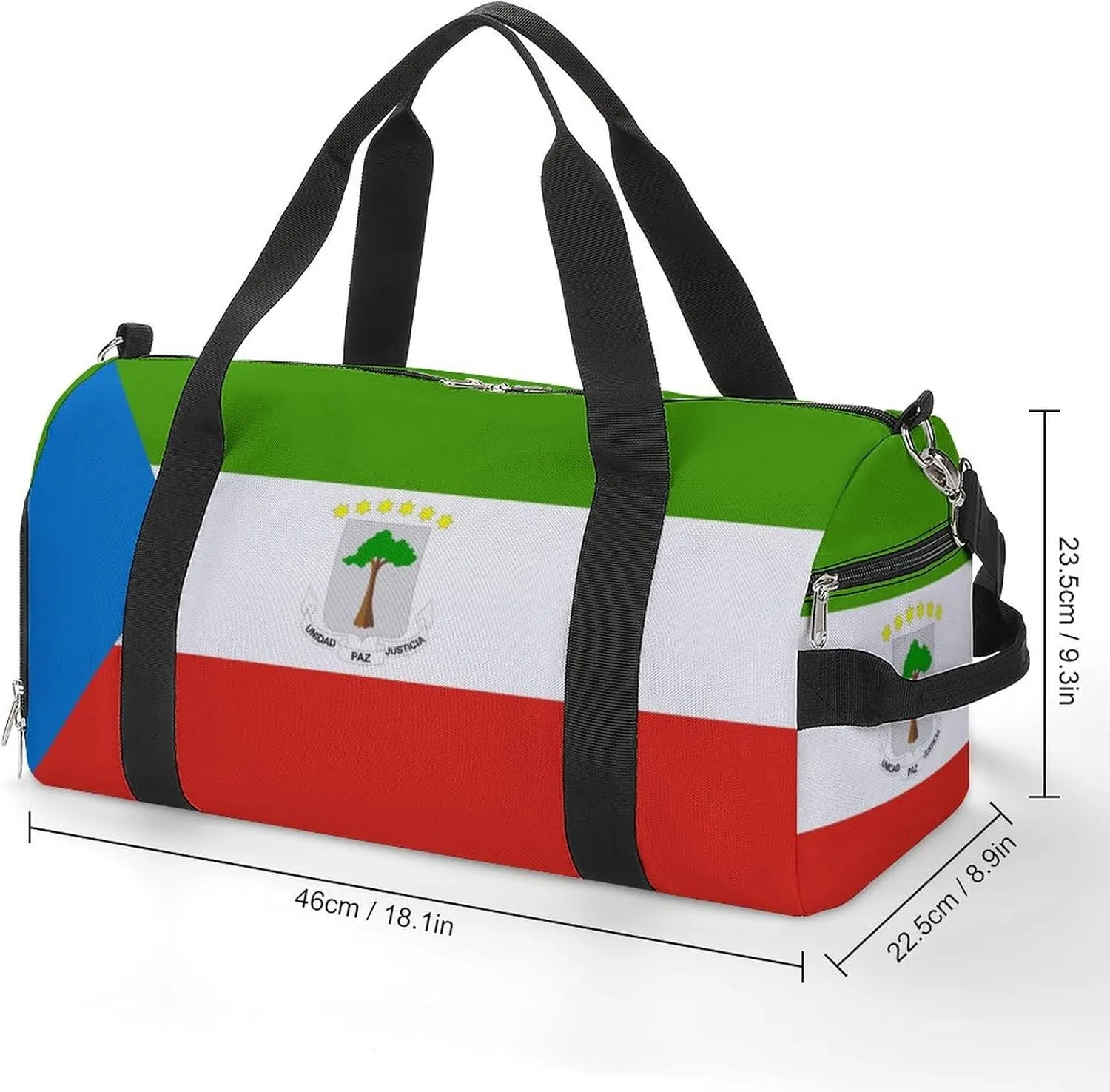 Equatorial Guinea Flag Duffel for Boys Girls with Shoe Compartment and Wet Pocket