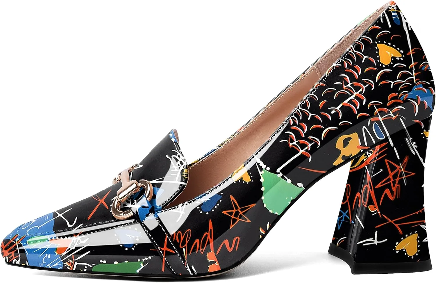 Esvowido Chunky Heels for Women Slip on Pumps Closed Toe Loafer Comfortable Shoes for Business